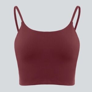 burgundy HALARA workout padded glorified sports bra crop stop